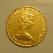 Позолоченная монета 25 Пенсов (крона) 1978 год