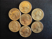 Монеты 1/4 доллара (Liberty quarter dollar) США. 9шт.
